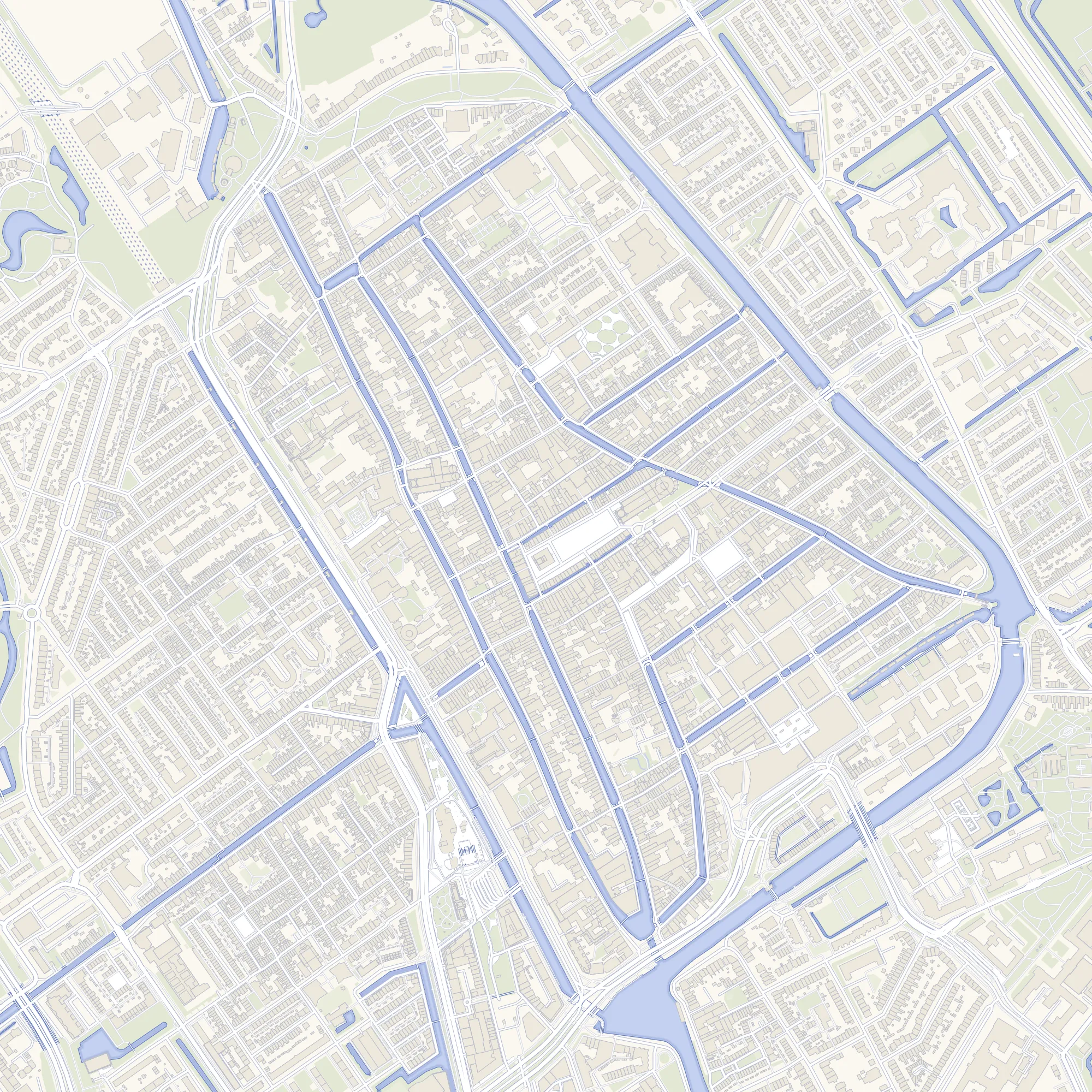 Mappa del centro storico di Delft.